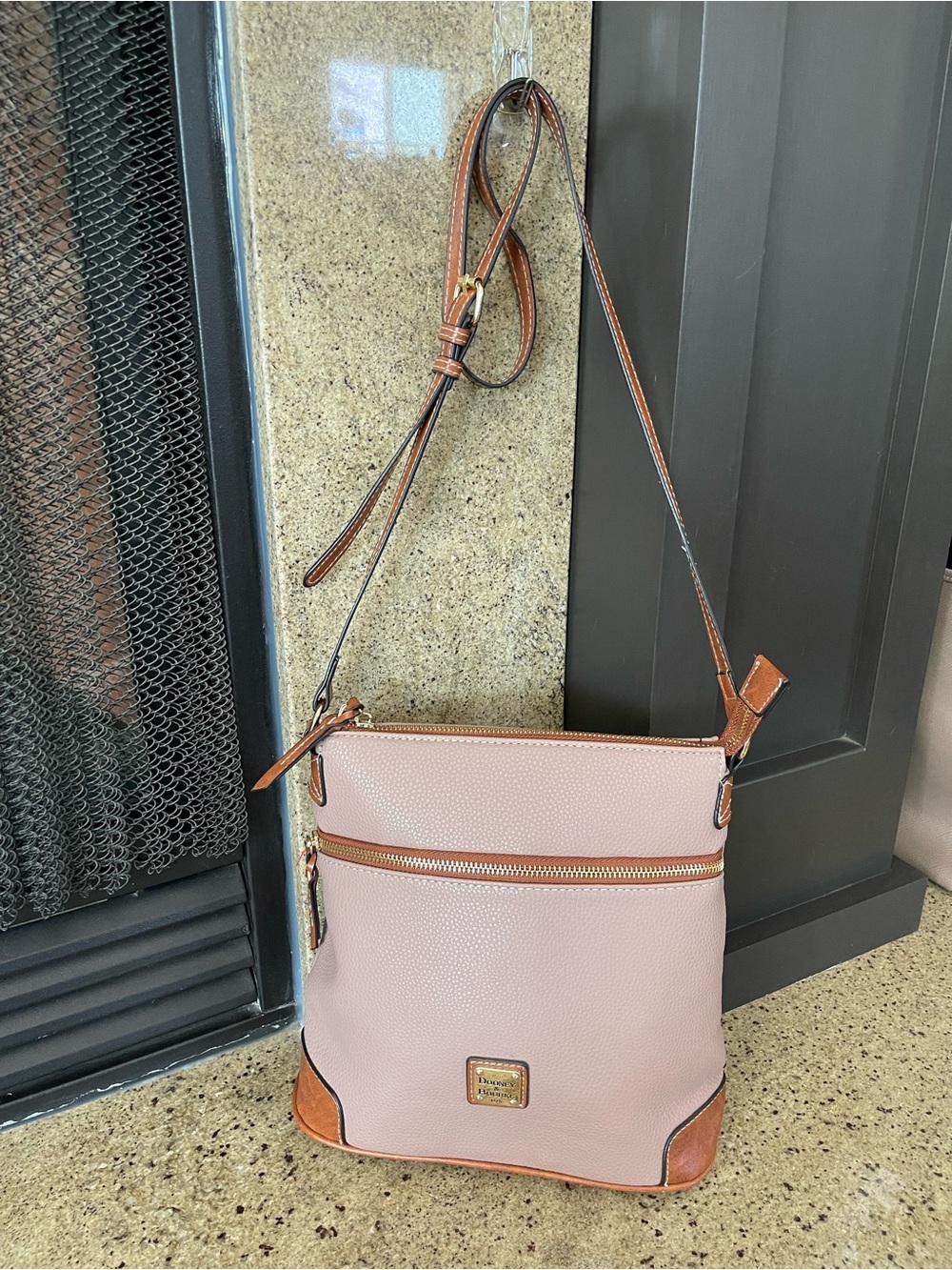 Dooney & Bourke Pink Crossbody with Brown Trim